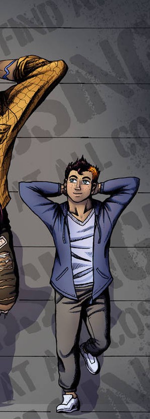 Mystery fourth character — young boy in blue hoodie