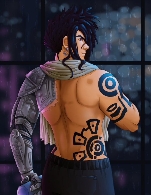 Zach tattoo test — Dark Streets character art